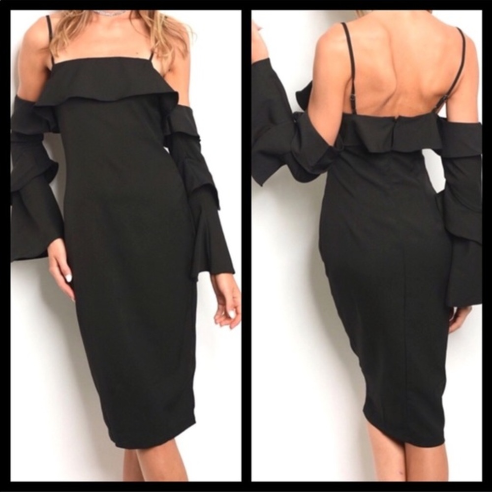 🕶️All Eyes On You🕶Little Black Dress-Slip Tank Tunic Long Sleeves-New